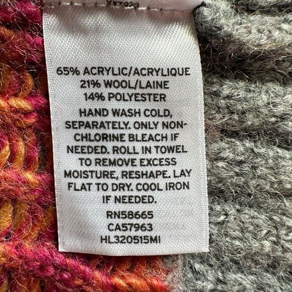 HINGE Women's Tribal Pattern Fringe Shawl Wrap Cardigan Gray Size Extra Small - Picture 10 of 10